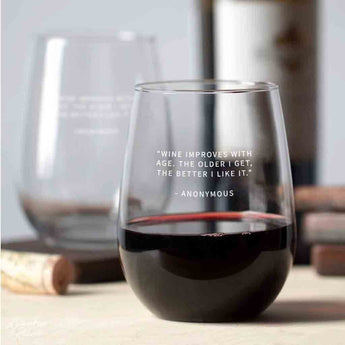 Famous Wine Sayings Personalized Etched Wine Glasses - Unique Gifts Demo